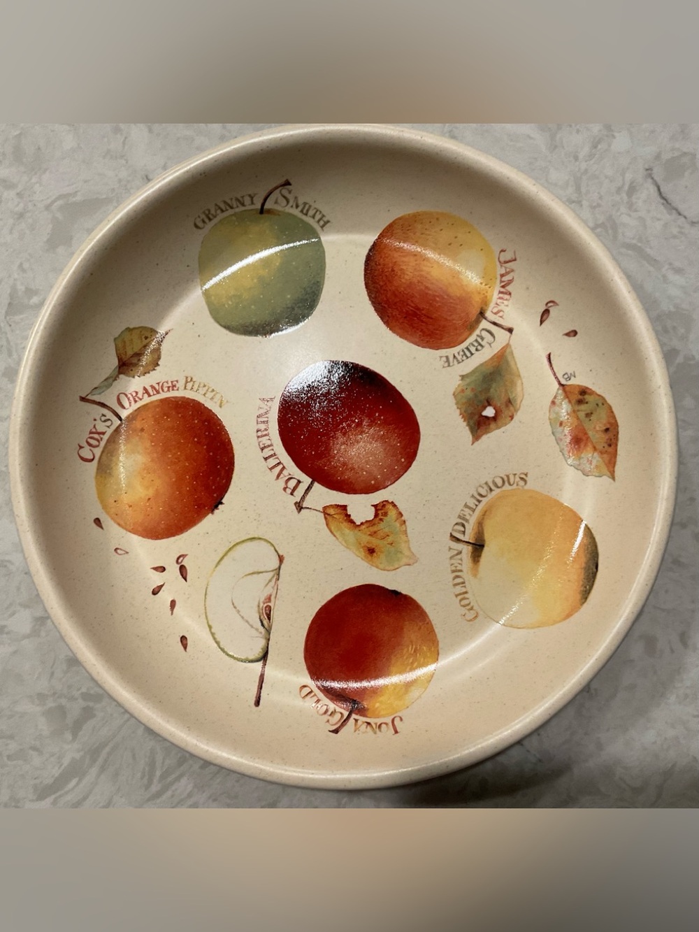 Vintage Hallmark Marjolein Bastin Initialed Baking Dish with Apple Graphics